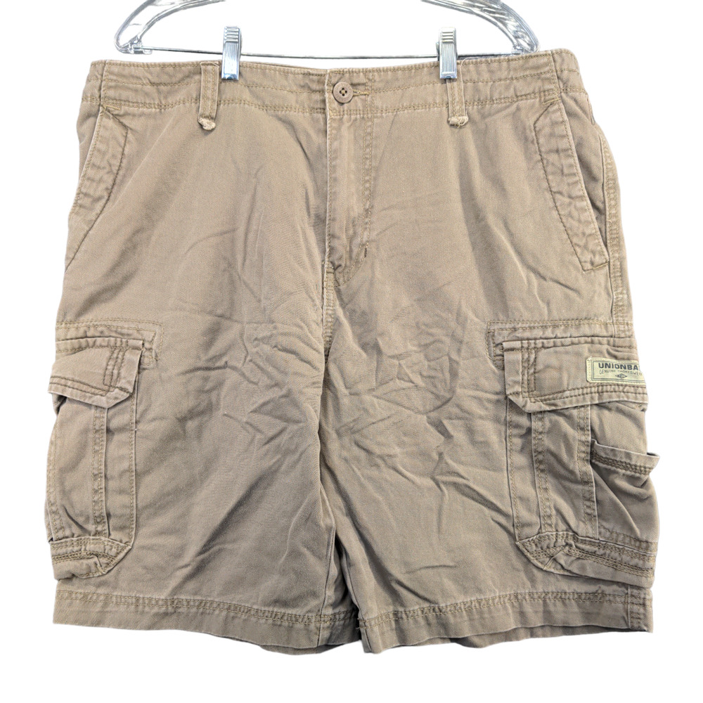 UnionBay Men's Cargo Shorts Tan Size 38 100% Cotton Pockets Belt Loops